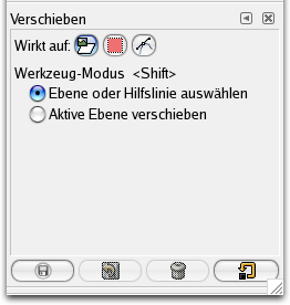 Eigenschaften des Werkzeuges Verschieben